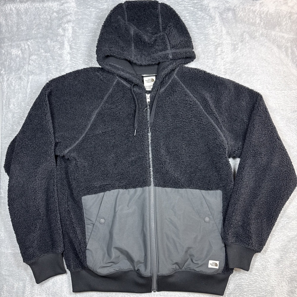 The North Face Ridge Fleece Jacket Hoodie Men Medium Black Deep Pile